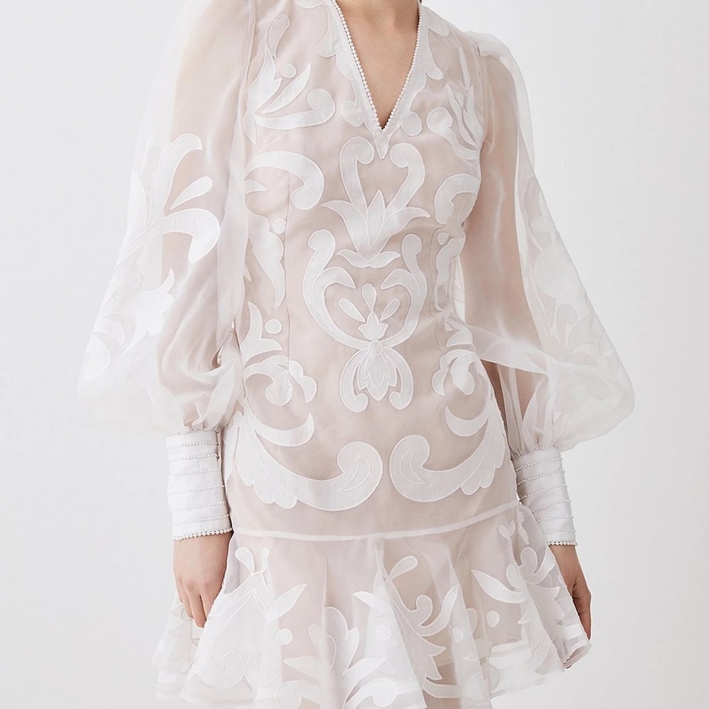 Karen Millen White Appliqué Woven Dress